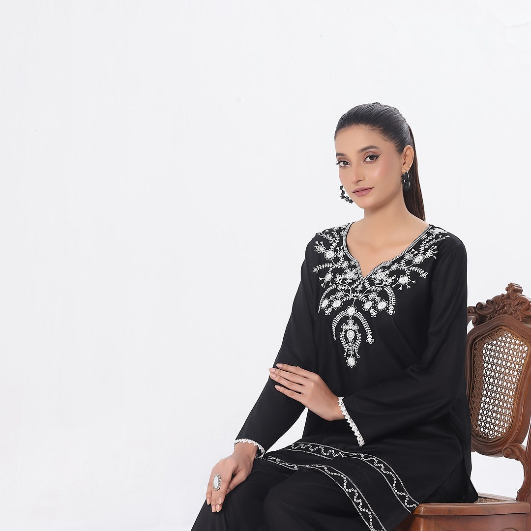 TWIN- 2PC COTTON COORD SET- BLACK