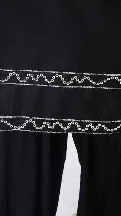 TWIN- 2PC COTTON COORD SET- BLACK