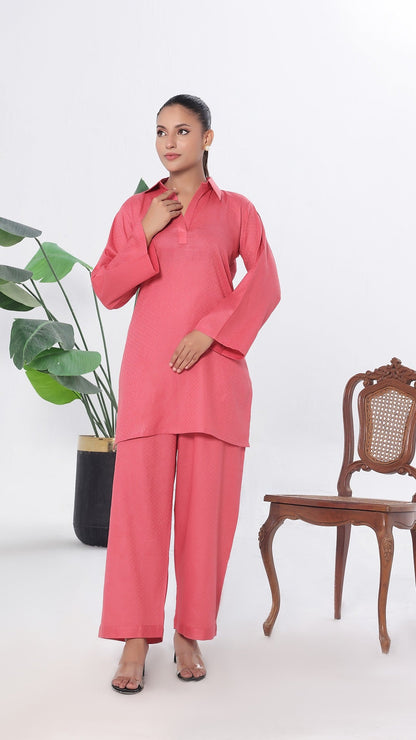 SOLACE- 2PC COTTON COORD SET- CORAL