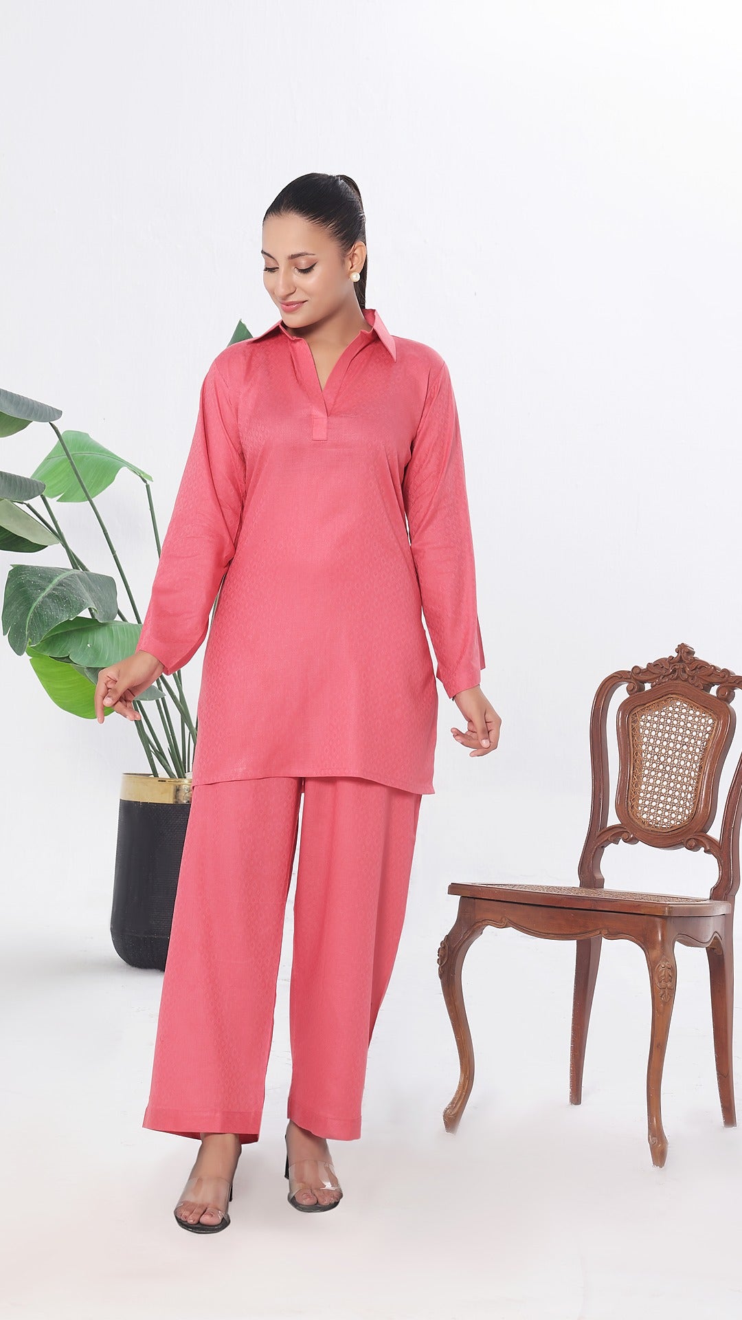 SOLACE- 2PC COTTON COORD SET- CORAL