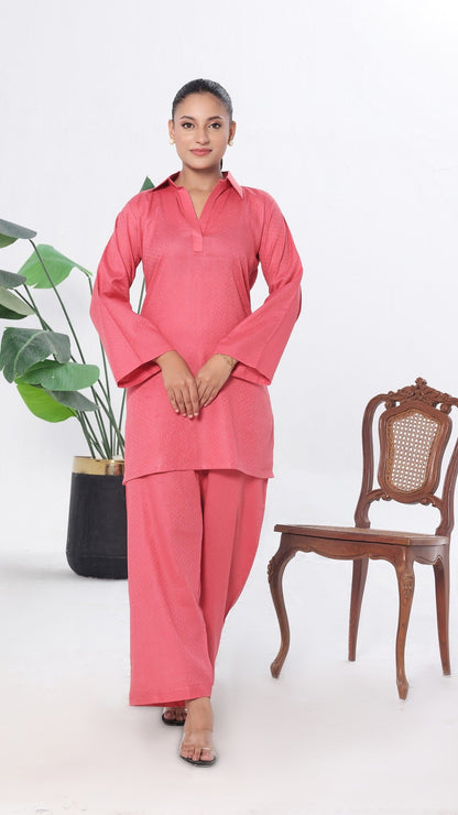 SOLACE- 2PC COTTON COORD SET- CORAL