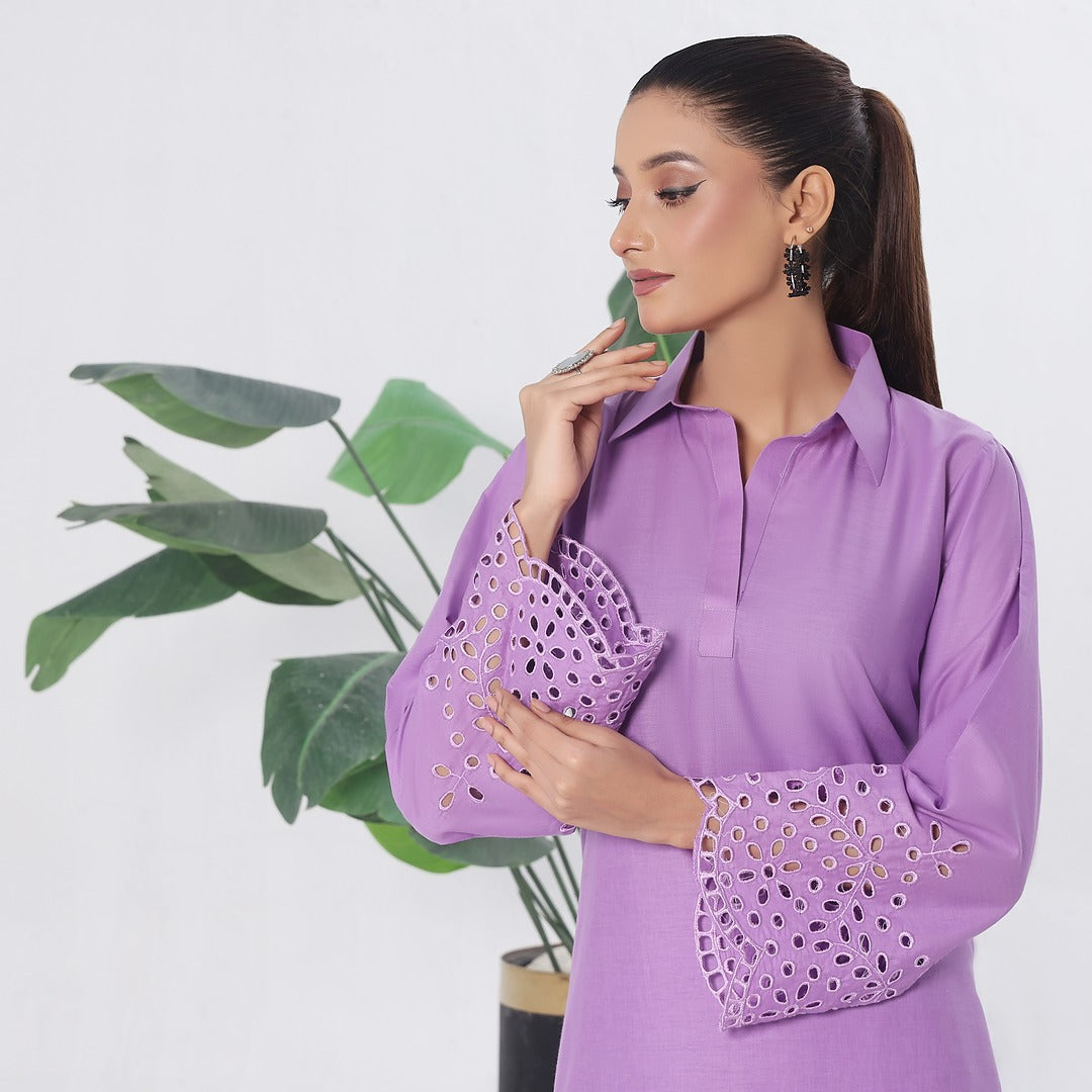 NURA- 2PC COTTON COORD SET- LILAC