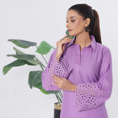 NURA- 2PC COTTON COORD SET- LILAC