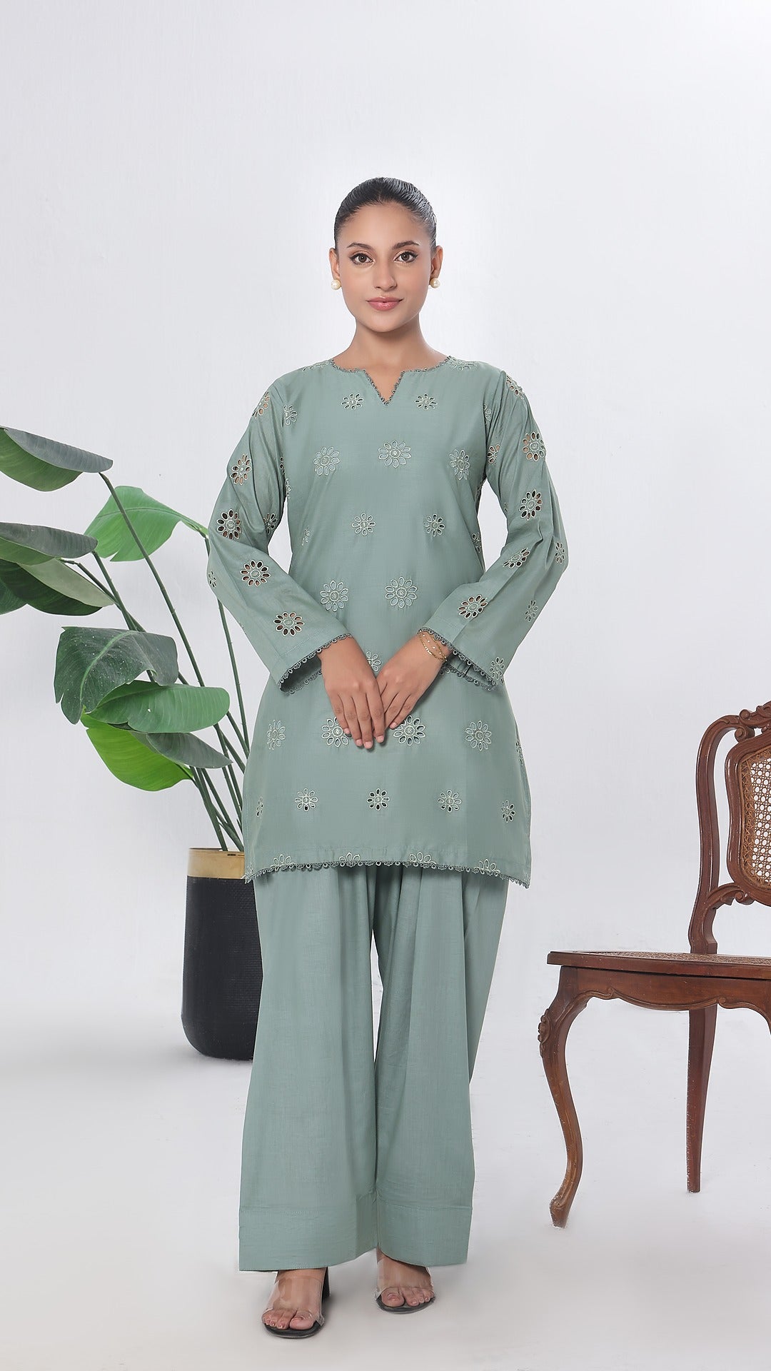 FLORA- 2PC COTTON COORD SET- MINT