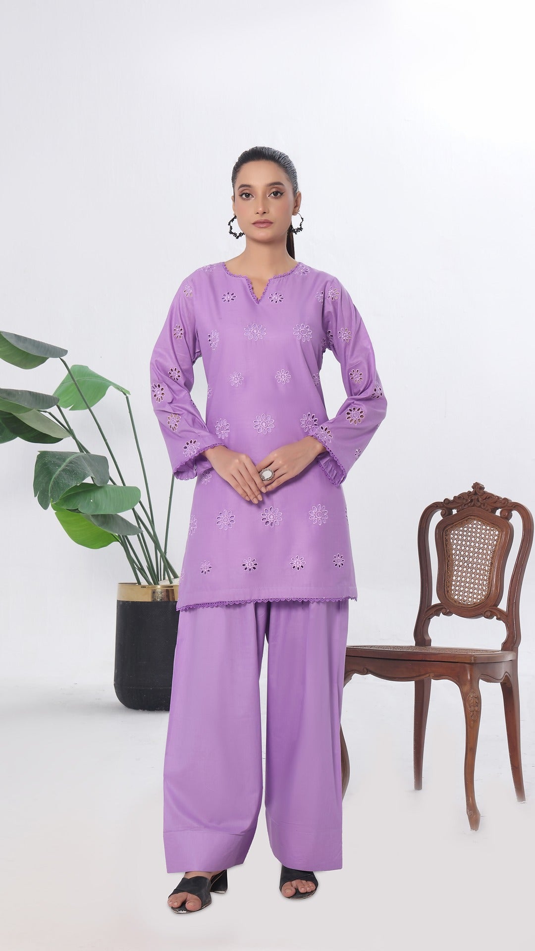 FLORA- 2PC COTTON COORD SET- LILAC