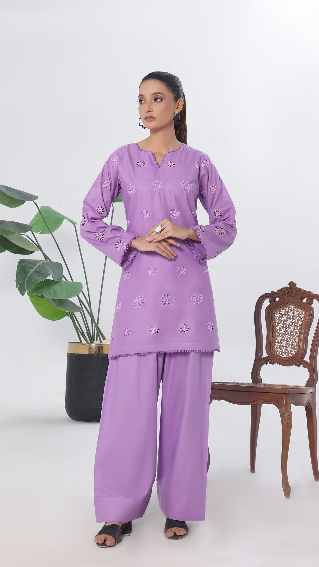 FLORA- 2PC COTTON COORD SET- LILAC