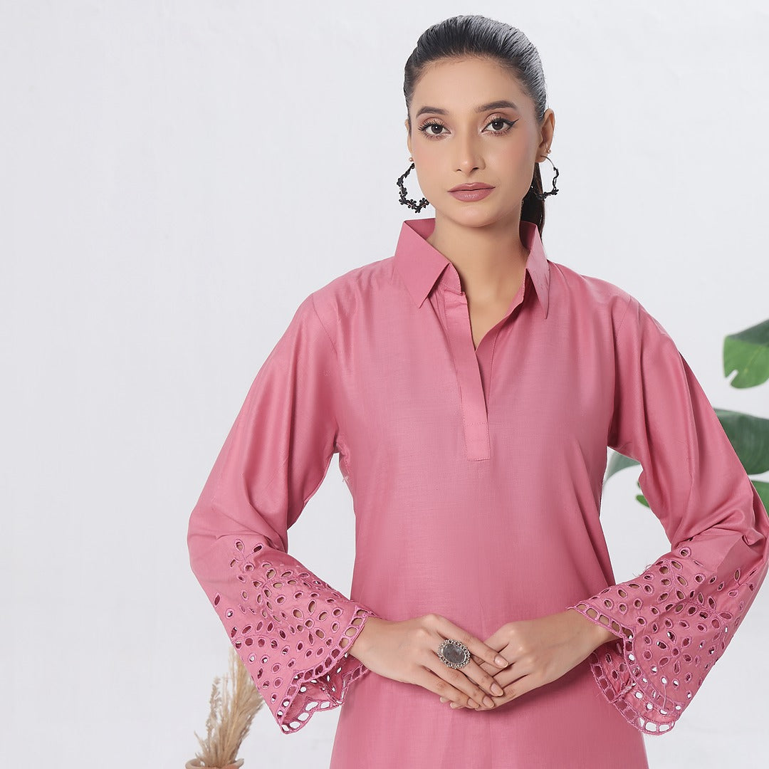 NURA- 2PC COTTON COORD SET- ROSE