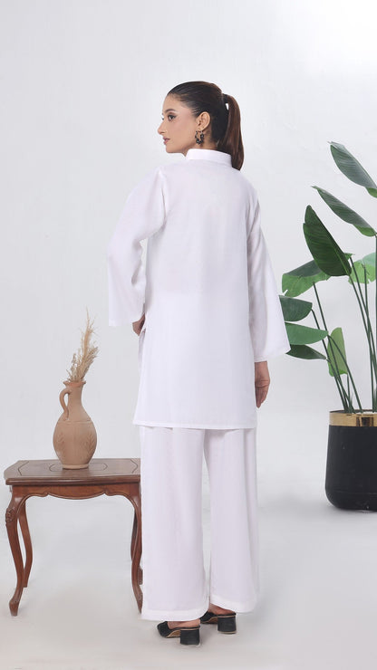 SOLACE- 2PC COTTON COORD SET- WHITE