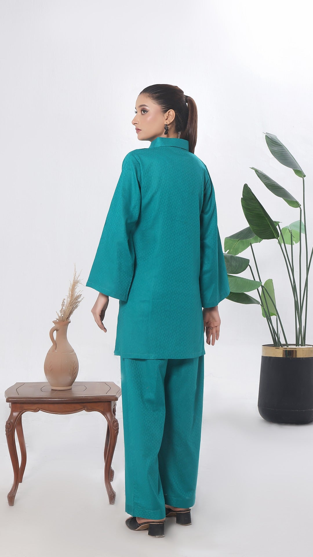 SOLACE- 2PC COTTON COORD SET- TEAL