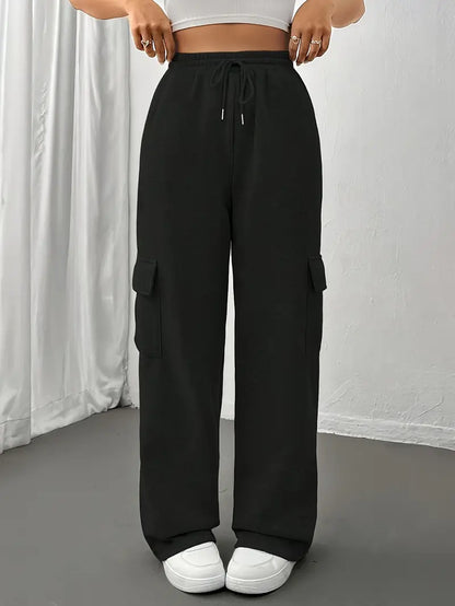 Double Pocket Cargo Trousers - Black