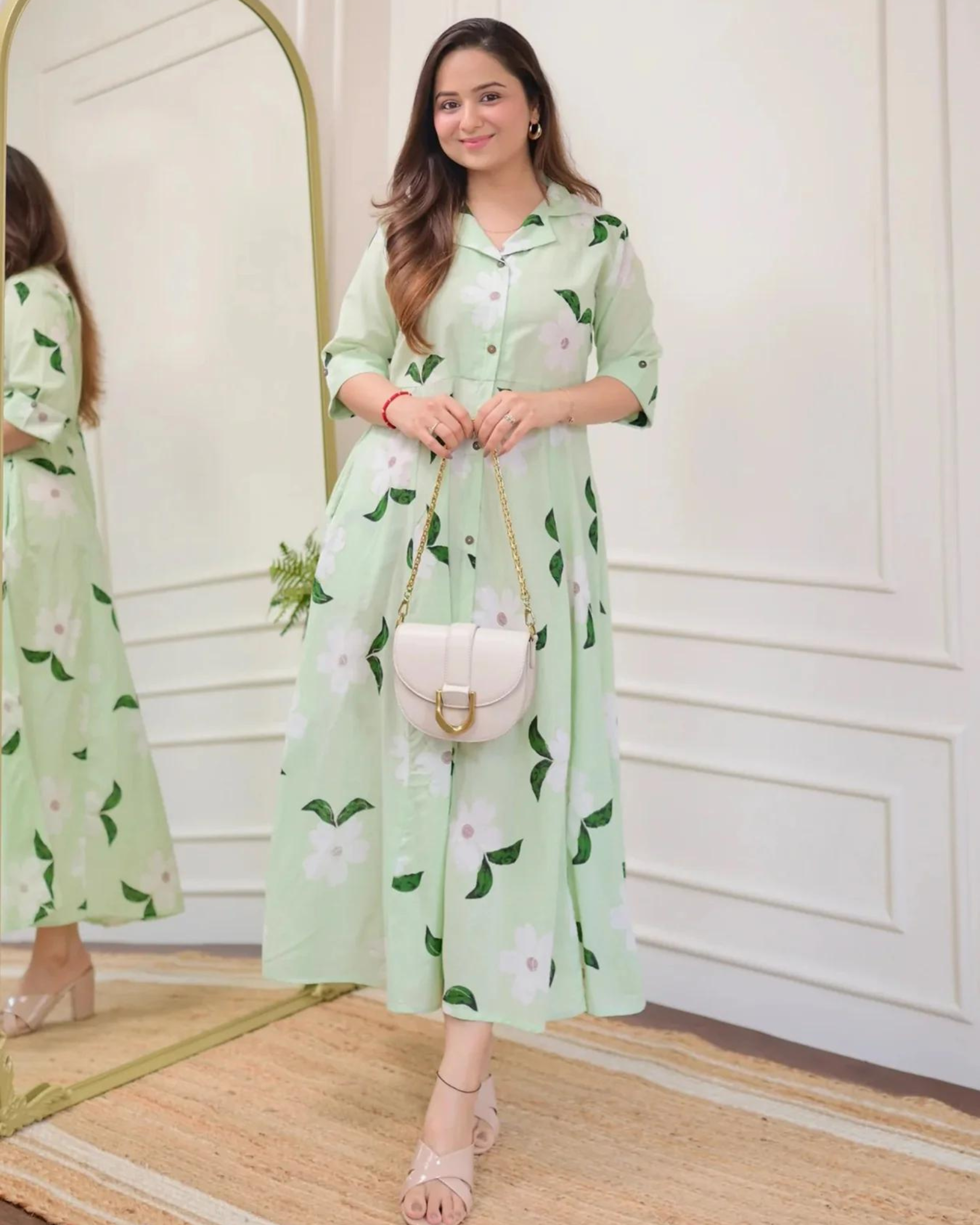 Maisha Mint Green A-Line Dress