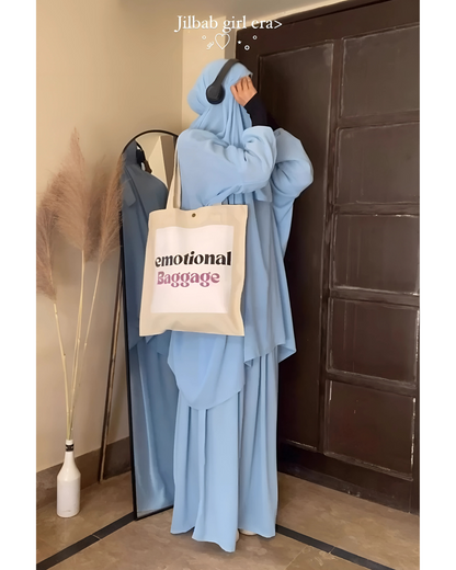 3 Piece Jilbab Set (Jilbab + Skirt + Khimar) - SKY BLUE
