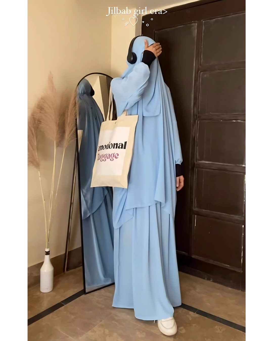3 Piece Jilbab Set (Jilbab + Skirt + Khimar) - SKY BLUE
