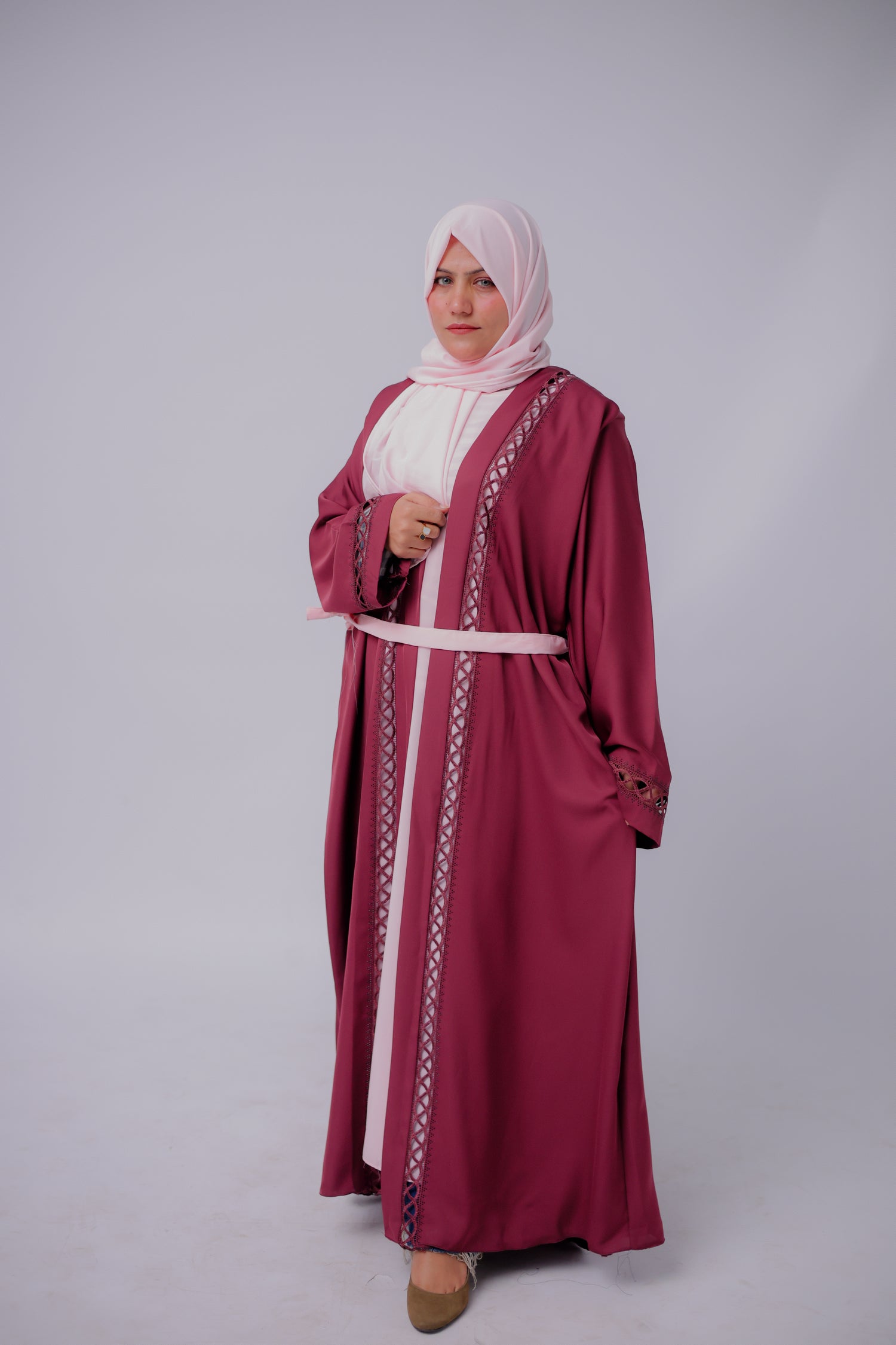 Embroidered Nida Fabric Abaya with Matching Hijab