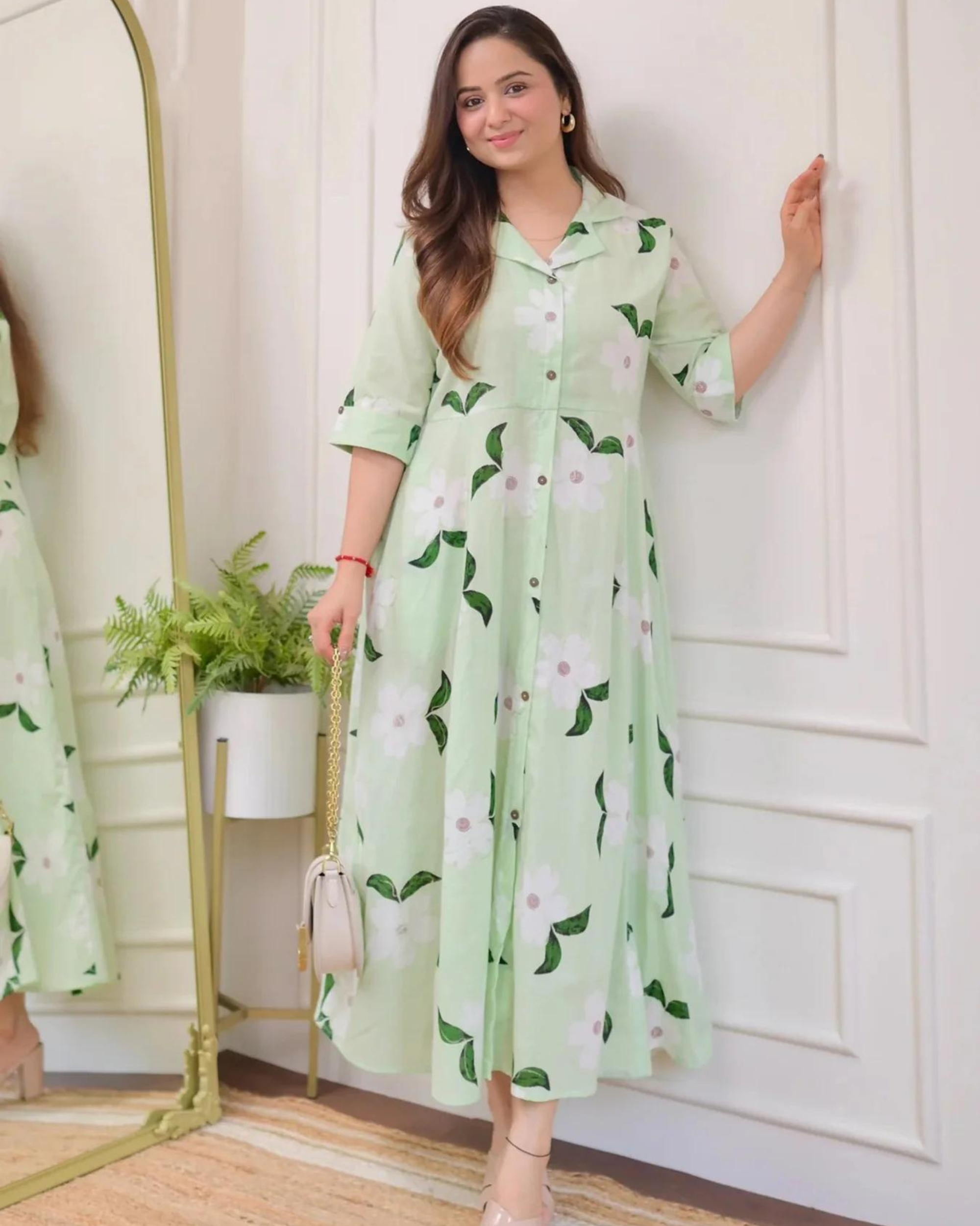 Maisha Mint Green A-Line Dress