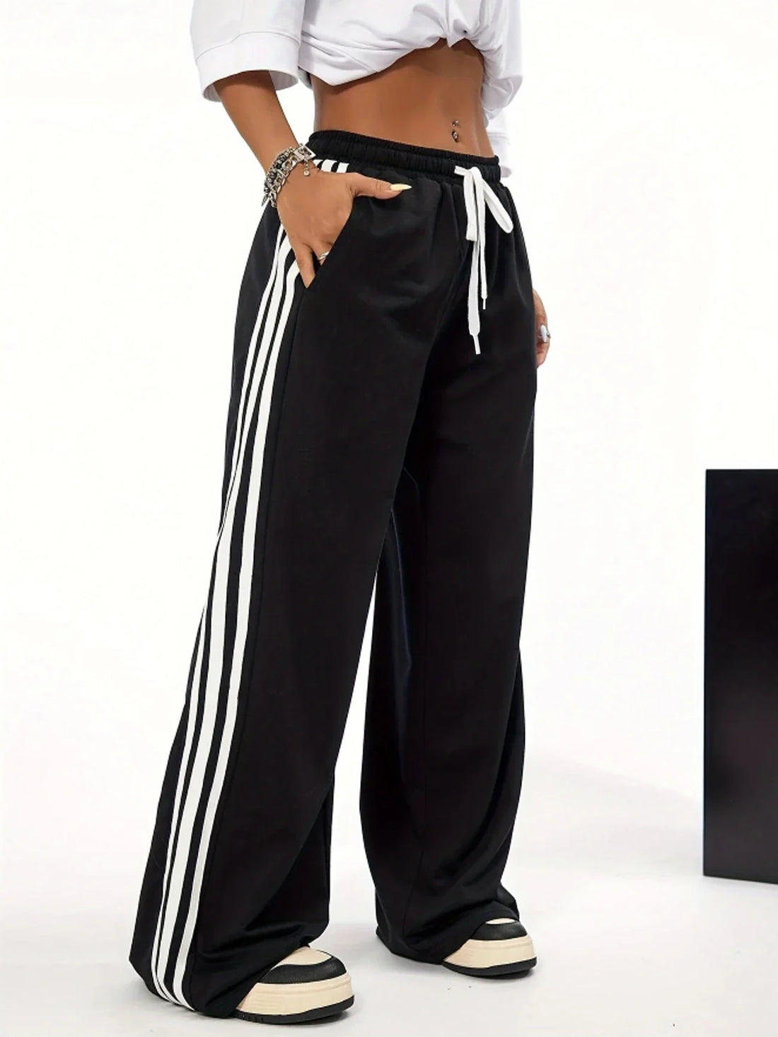 Multi Striped Wide Leg Trouser