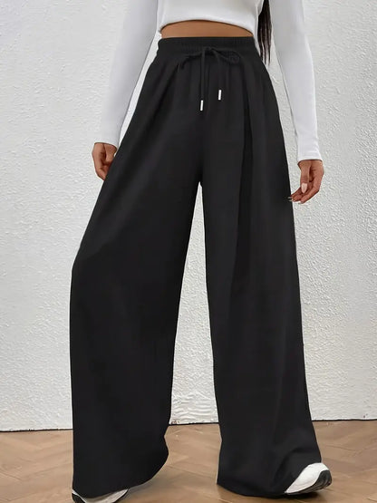Wide leg loose Fit Trouser - Black