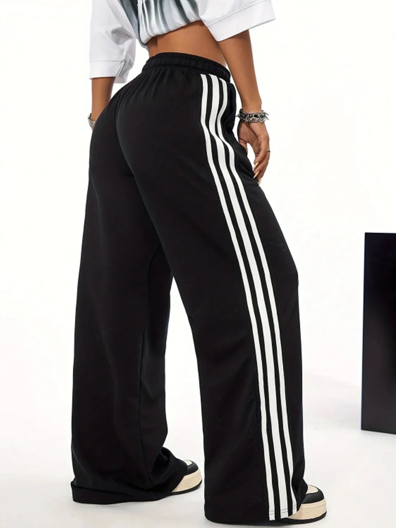 Multi Striped Wide Leg Trouser