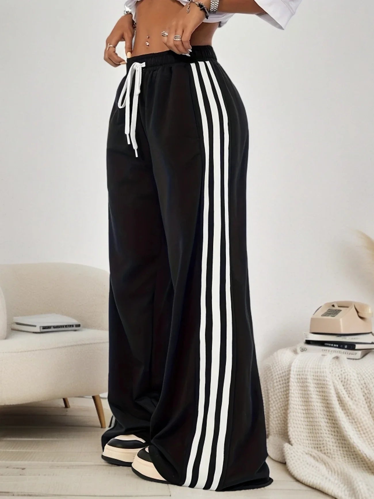 Multi Striped Wide Leg Trouser