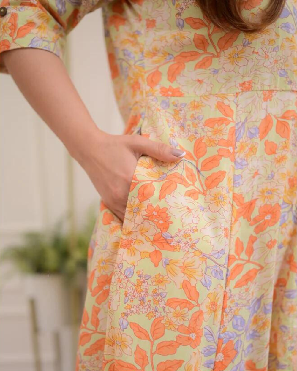 Floral Cotton A Line Dress