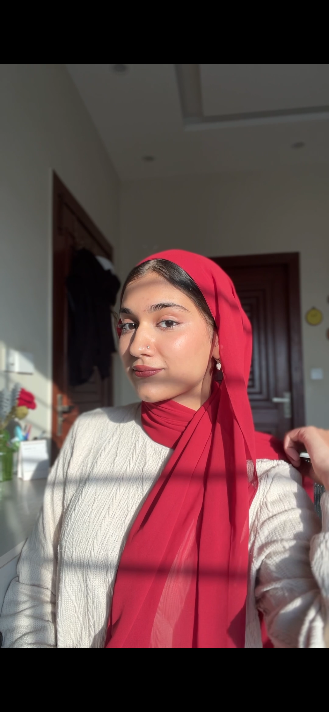 Instant Hijab - Hijab + Attached Hijab cap- Red