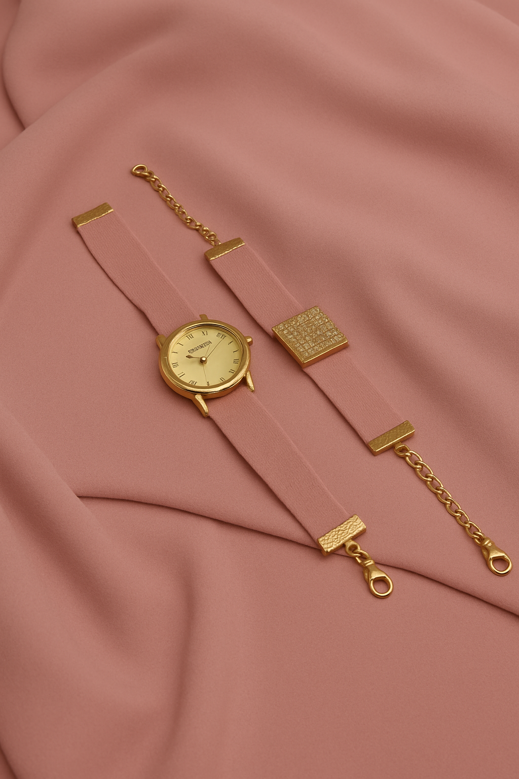 HIJAB + MATCHING WATCH + BRACELET SET - DUSTY ROSE