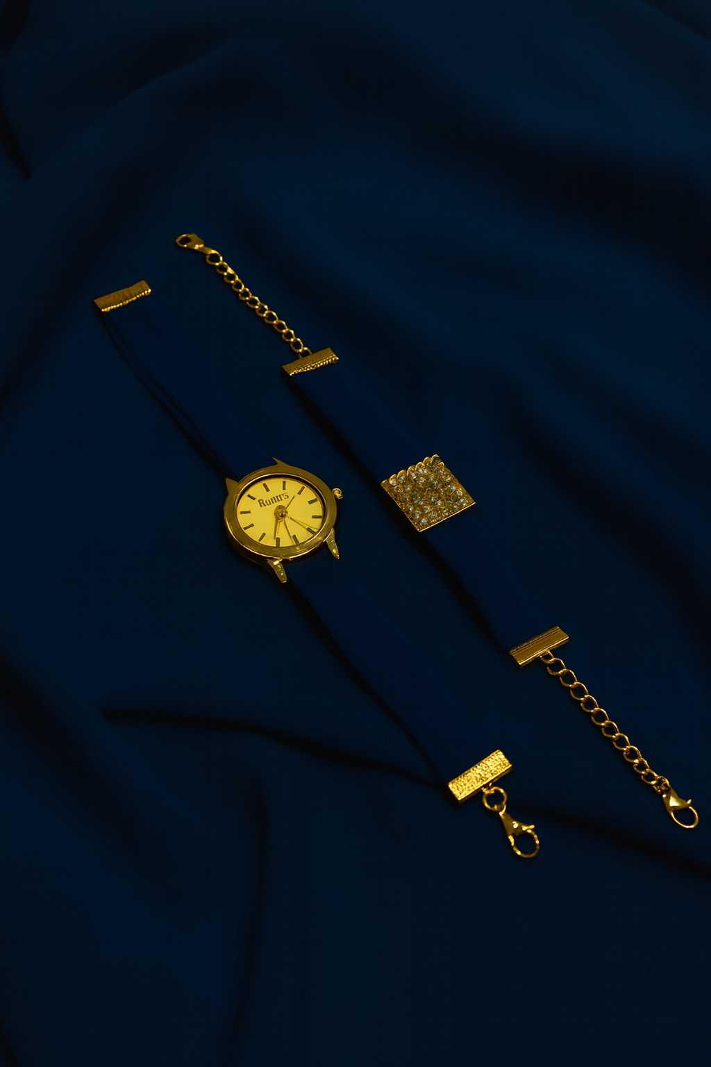 HIJAB + MATCHING WATCH + BRACELET SET- NAVY BLUE