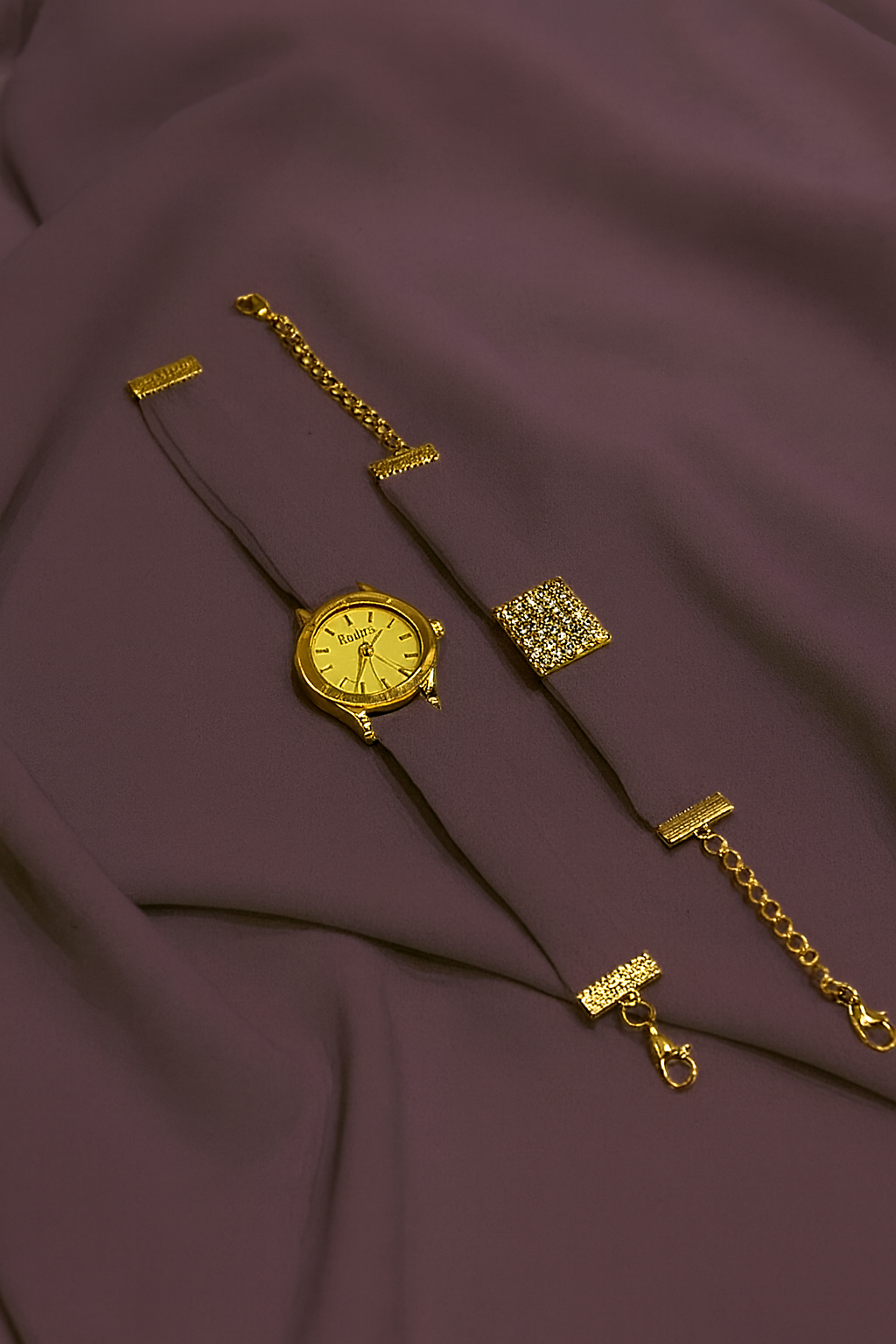 HIJAB + MATCHING WATCH + BRACELET SET- MAUVE