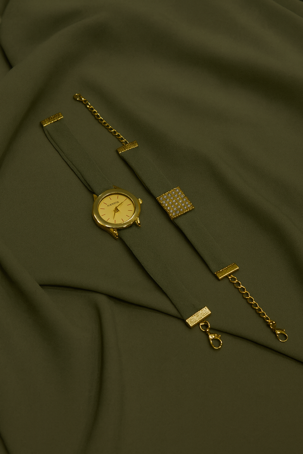 HIJAB + MATCHING WATCH + BRACELET SET- OLIVE