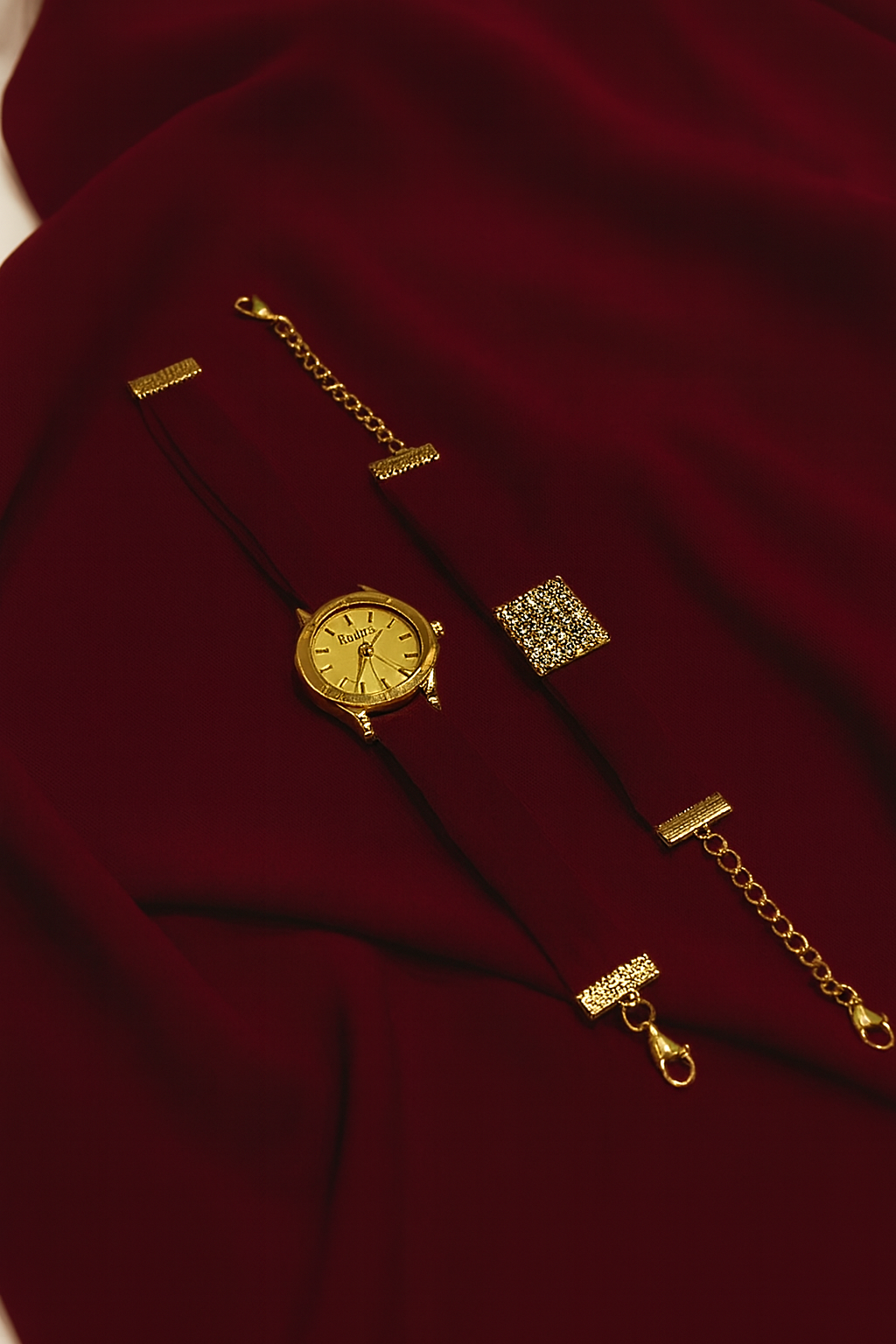 HIJAB + MATCHING WATCH + BRACELET SET- MAROON