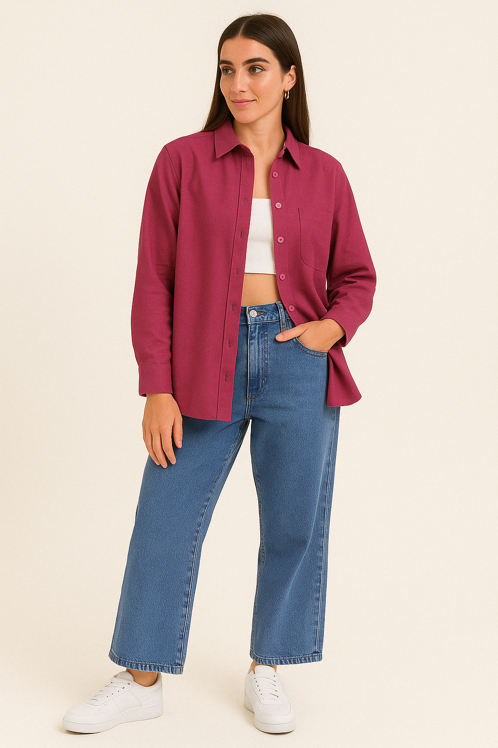 Casual Button Down Shirt - Mauve