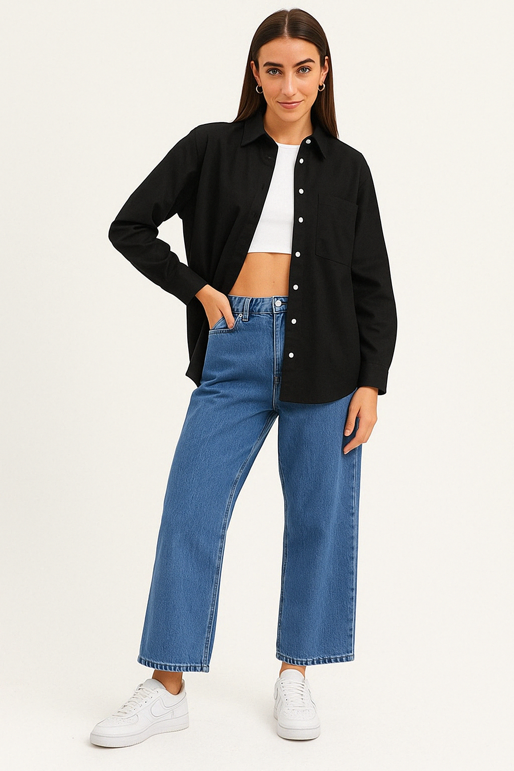 Casual Button Down Shirt - Black