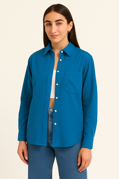 Casual Button Down Shirt - Peacock Blue