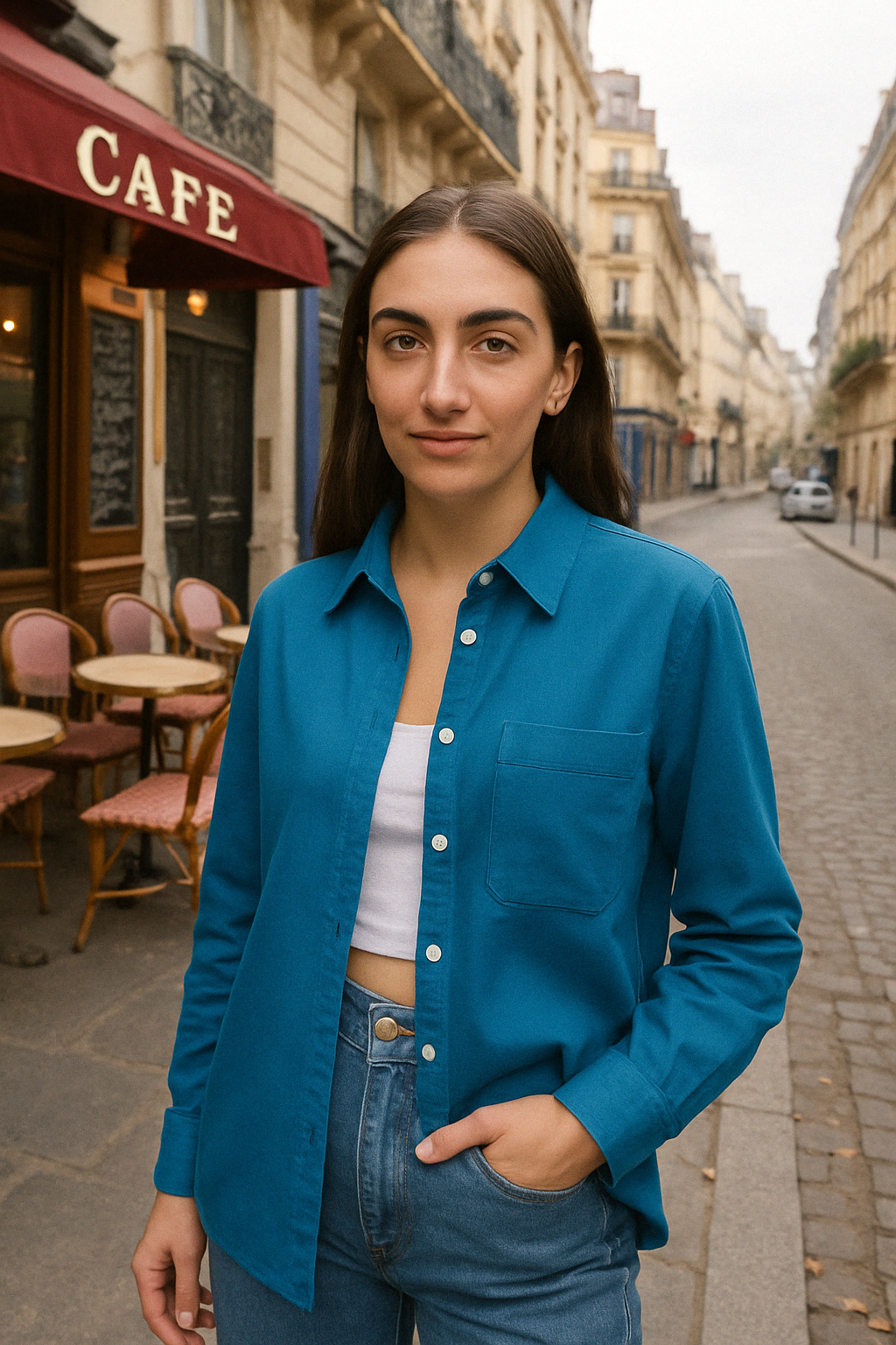 Casual Button Down Shirt - Peacock Blue