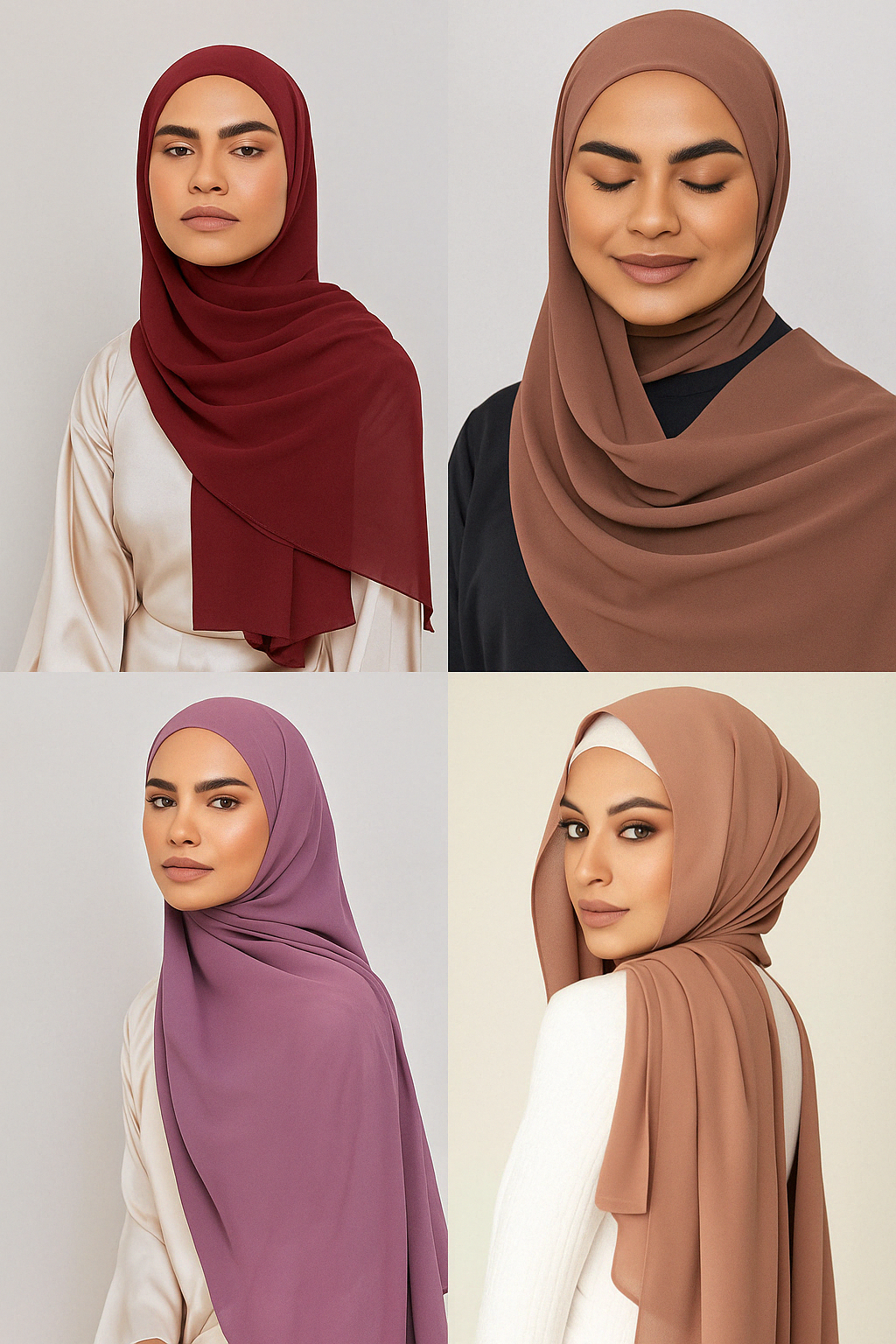 Instant Hijab (with attached cap) - Pack of 4 (Click to pick colors)