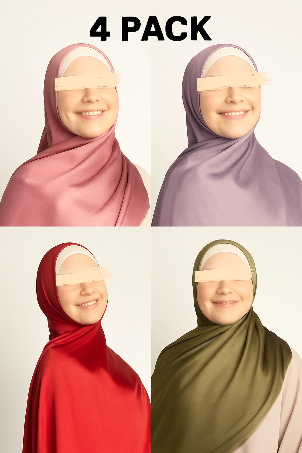 Luxury Crinkle Silk Hijabs - Pack of 4