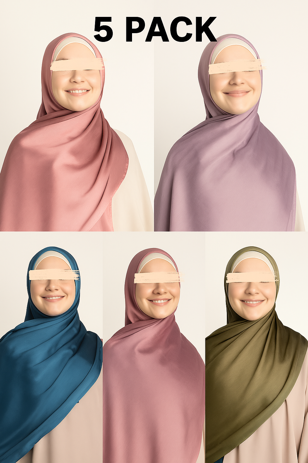 Luxury Crinkle Silk Hijabs - Pack of 5