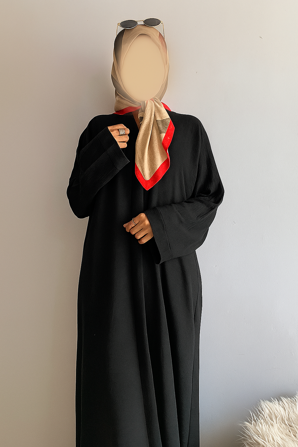 Everyday Front Open Abaya - Black