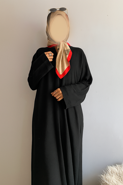 Everyday Front Open Abaya - Black