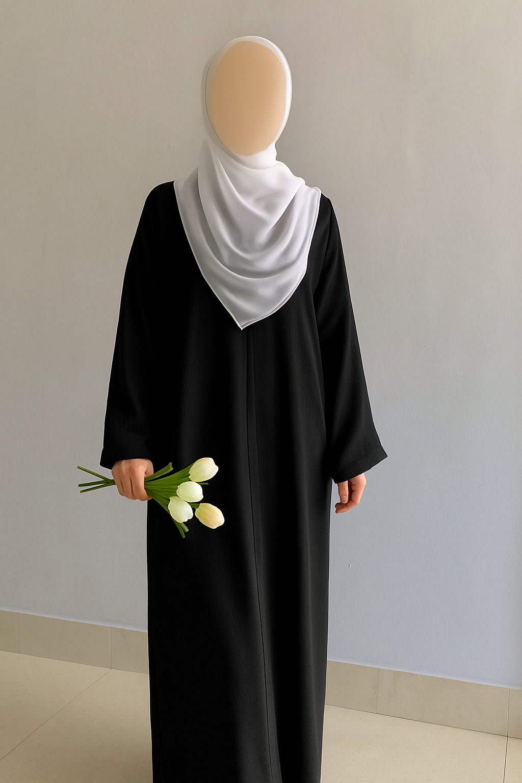 Everyday Front Open Abaya - Black