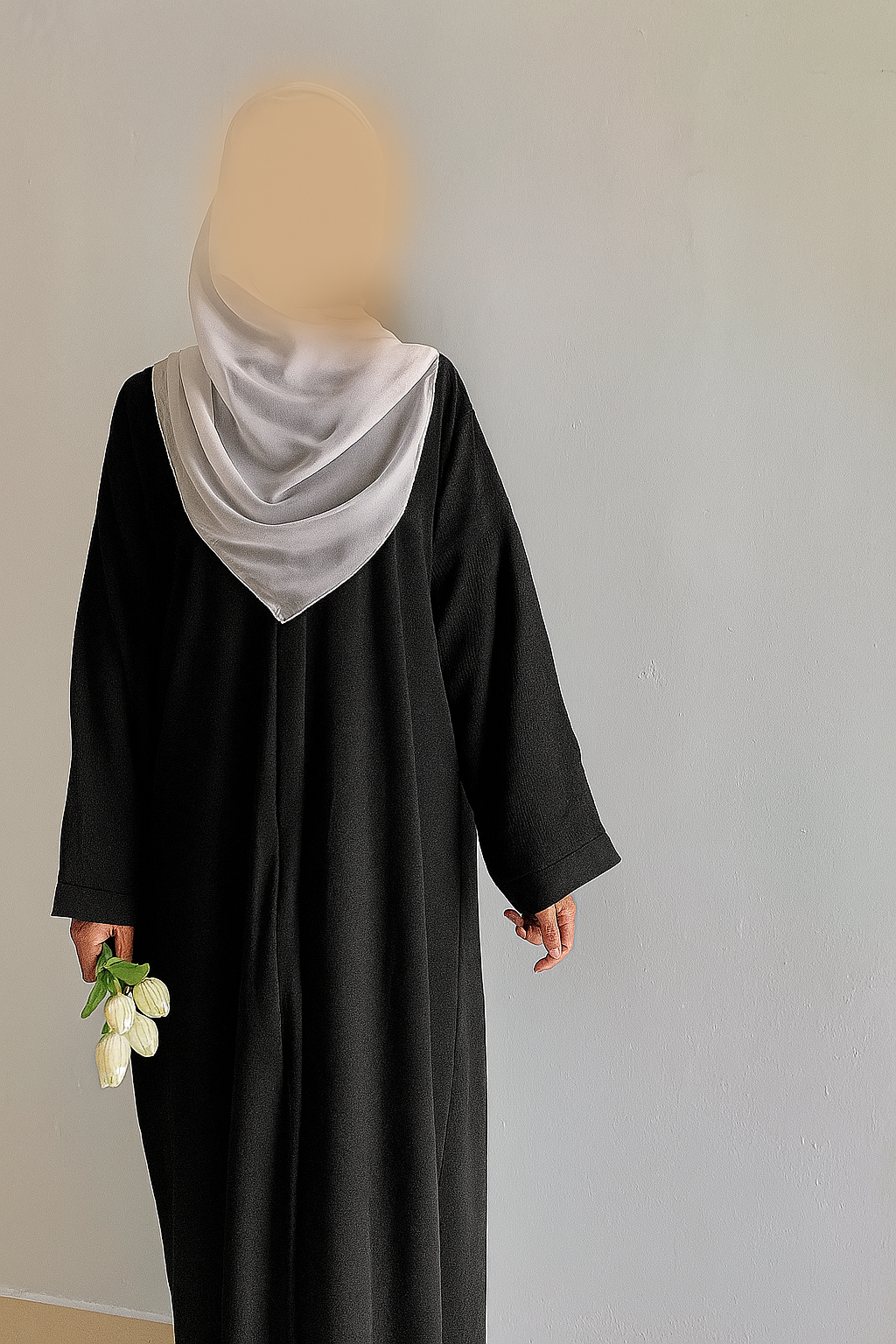 Everyday Front Open Abaya - Black