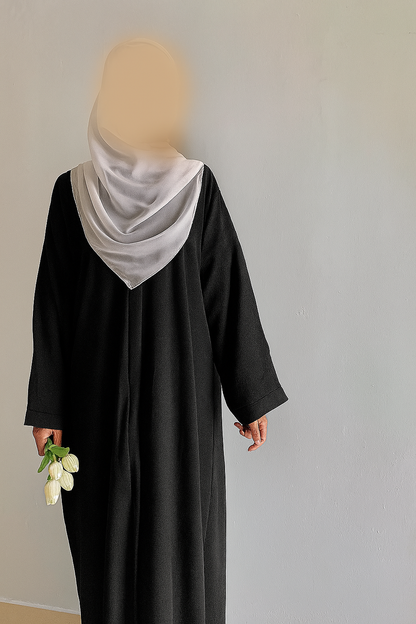 Everyday Front Open Abaya - Black