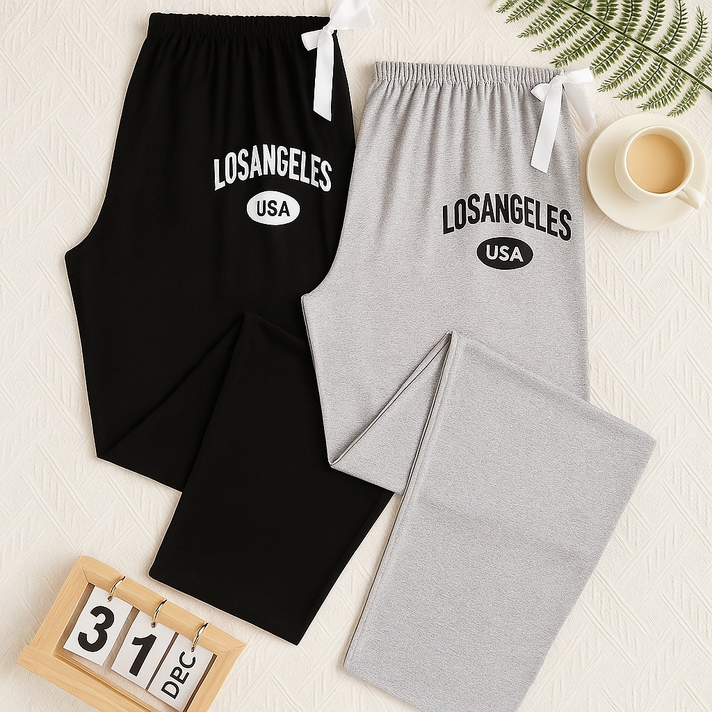 Pack of 2 Summer Waist Ribbon Trousers