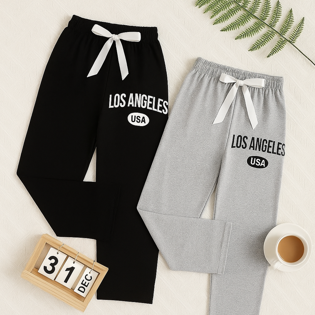 Pack of 2 Summer Waist Ribbon Trousers