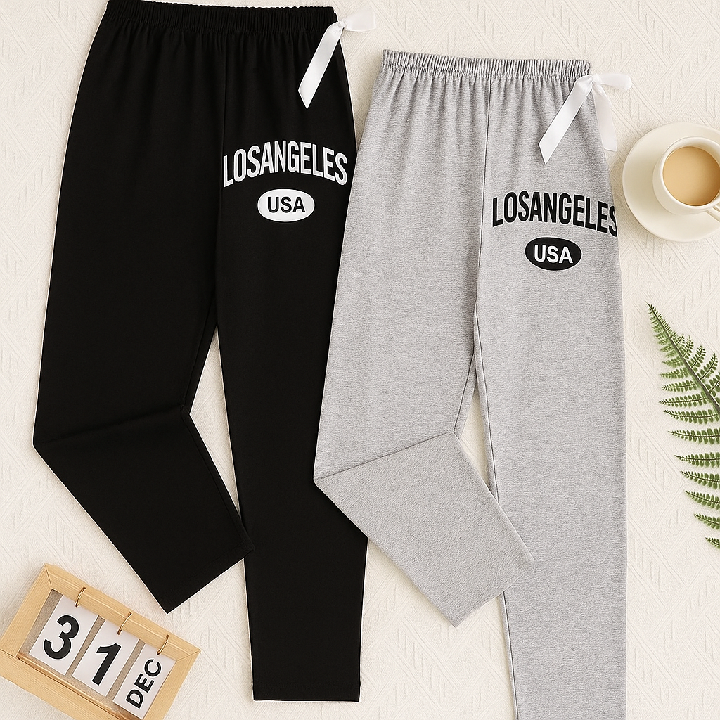 Pack of 2 Summer Waist Ribbon Trousers