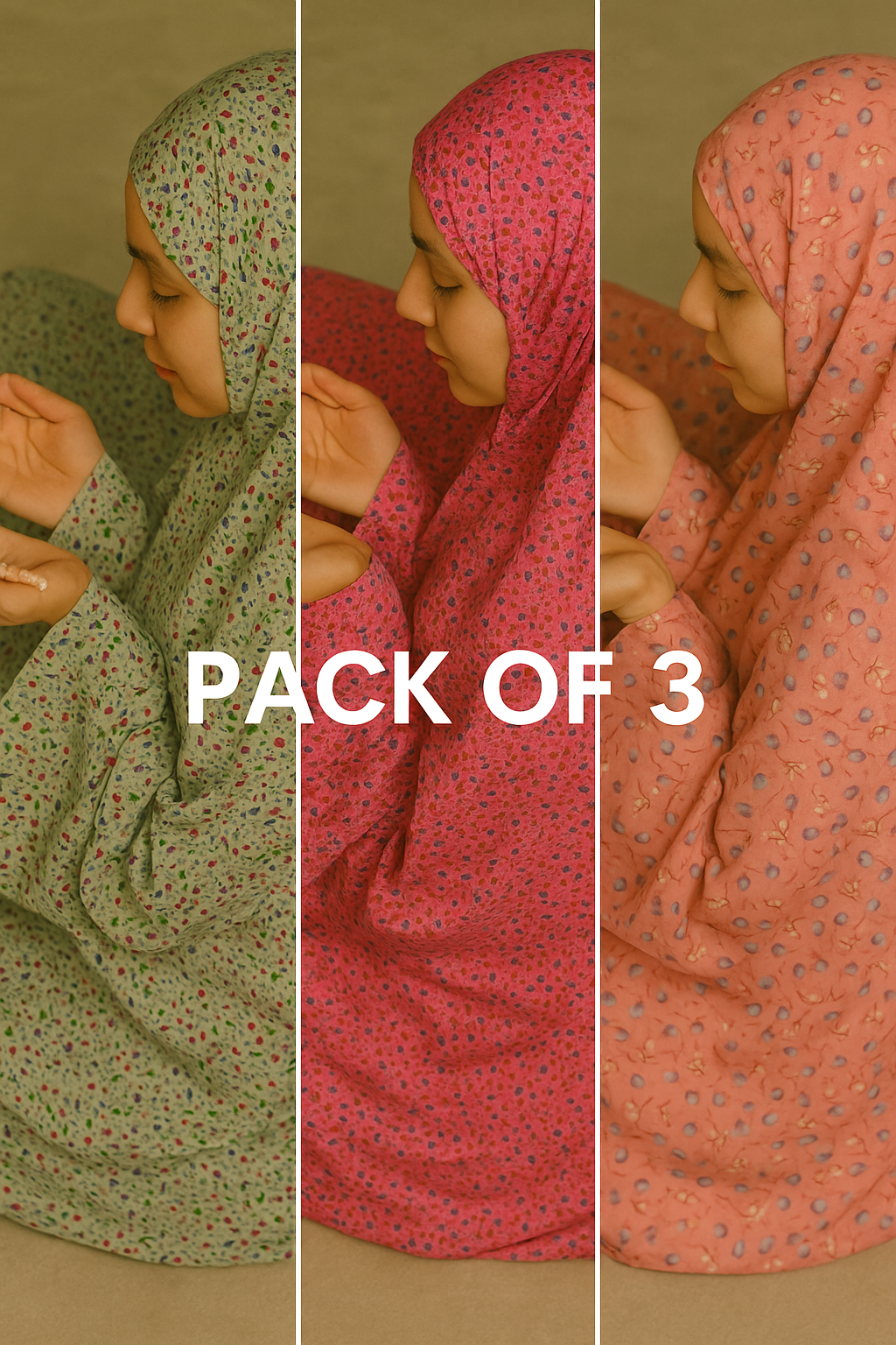 Pack of 3 Namaz Chadars  (Click to select colors)