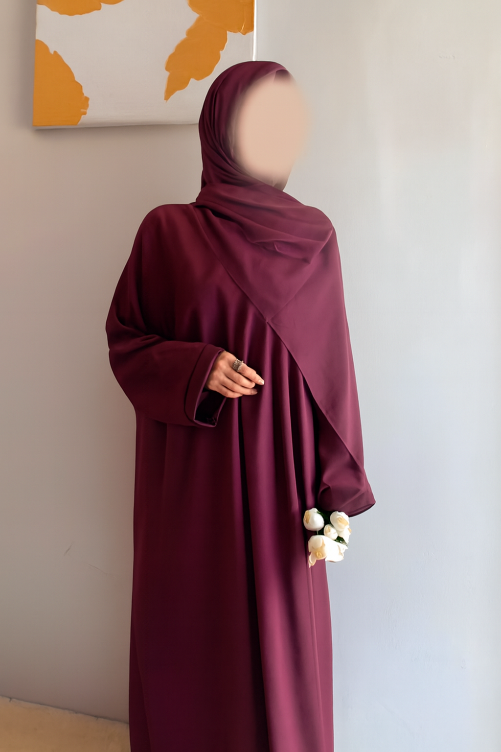 Everyday Front Open Abaya - Plum