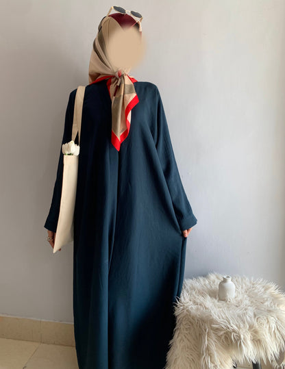 Everyday Front Open Abaya - Teal