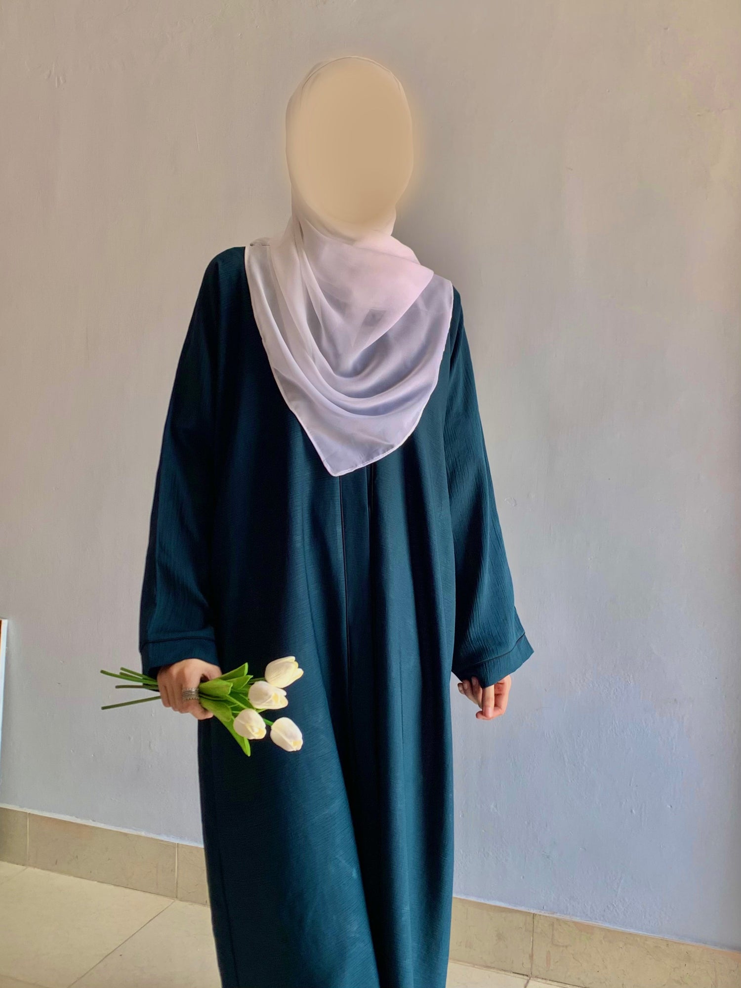 Everyday Front Open Abaya - Teal