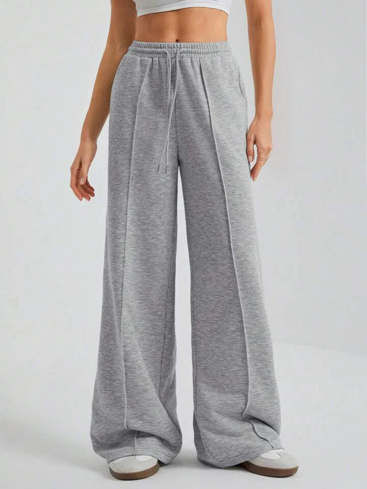 High-Waist Seam Front Wide-Leg Lounge Pants